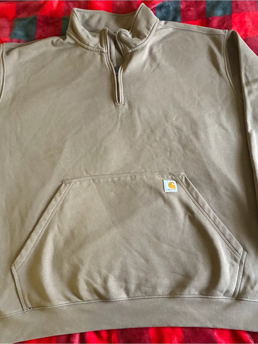 Carhartt Men's Khaki Tan Quarter-Zip Pullover Sweatshirt